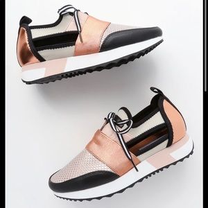 Arctic Rose Gold Cutout Sneakers by Steve Madden